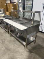 3 Bay GAS Steam Table w/Sneeze Guard