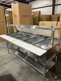 5 Bay GAS Steam Table w/Sneeze Guard
