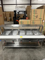 5 Bay GAS Steam Table w/Sneeze Guard