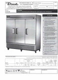 True 3-Door Stainless Cooler (T-72-HC)
