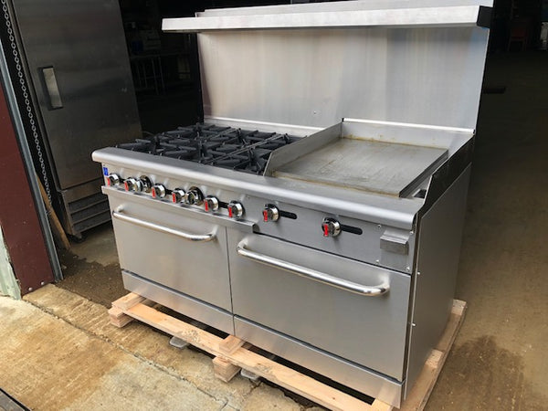 CES 60" Double Oven with 6 Burners and 24" Griddle