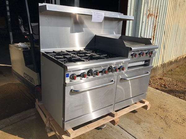 CES 60" Double Oven with 6 Burners and Raised 24" Griddle